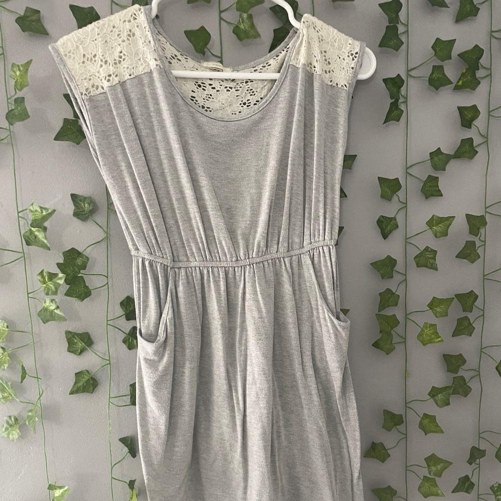 Grey Lace Dress (With Pockets)